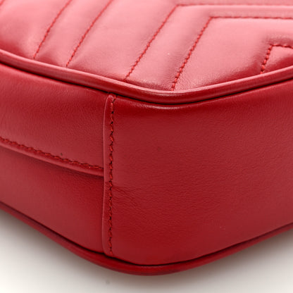 Gucci Calfskin Matelasse Mini GG Marmont Crossbody Bag Hibiscus Red 7 of 8