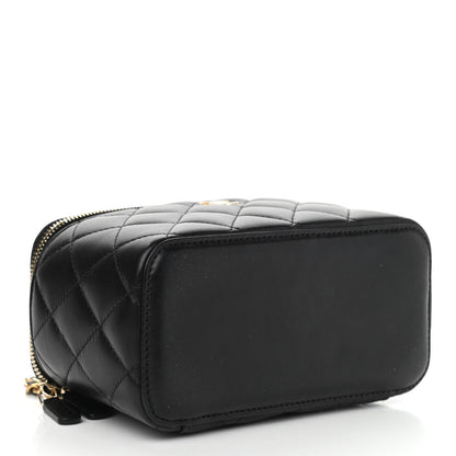 Chanel Lambskin Quilted Small Pearl Crush Vanity Case With Chain Black 4 of 11