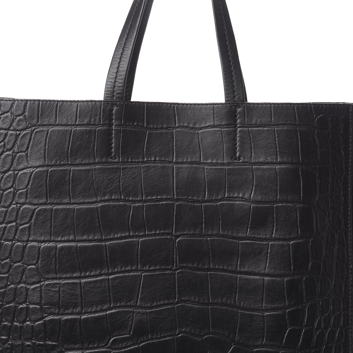 Celine Lambskin Crocodile Embossed Vertical Cabas Black 8 of 12