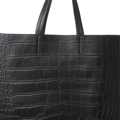 Celine Lambskin Crocodile Embossed Vertical Cabas Black 8 of 12