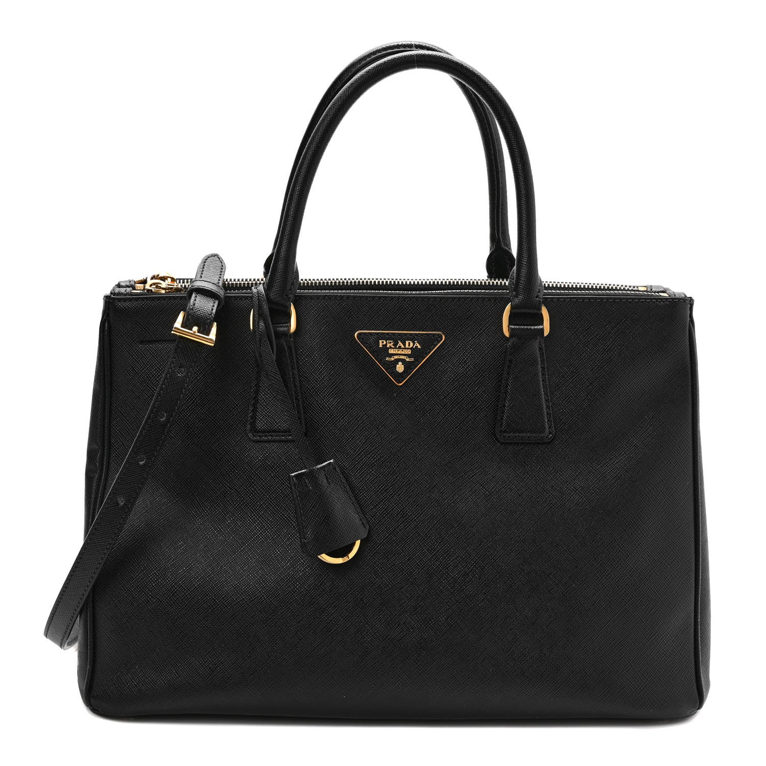 Prada Saffiano Small Galleria Double Zip Tote Black 1 of 8