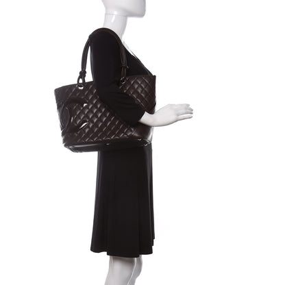 Chanel Calfskin Quilted Large Cambon Tote Brown 2 of 14