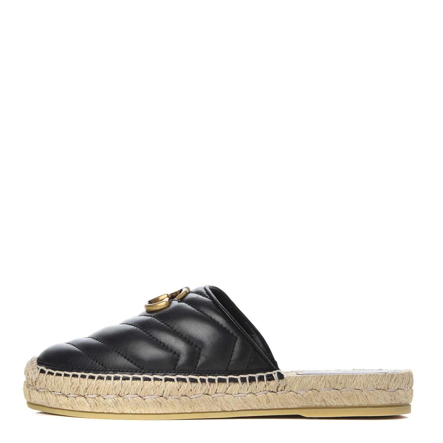 Gucci Nappa Matelasse GG Marmont Espadrille Slippers 36 Black 1 of 13