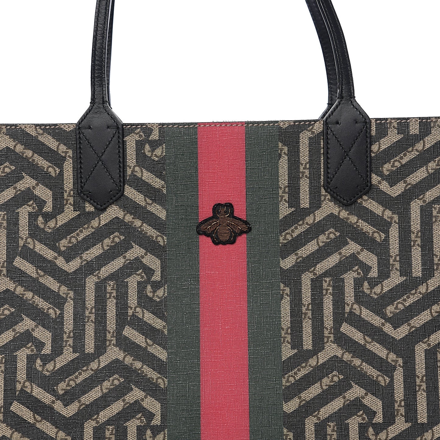 GG Supreme Monogram Caleido Web Medium Tote Beige Ebony