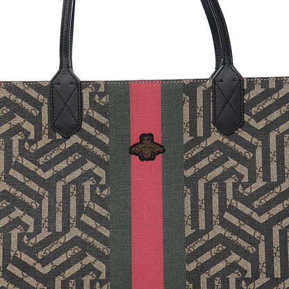 Gucci GG Supreme Monogram Caleido Web Medium Tote Beige Ebony 7 of 10