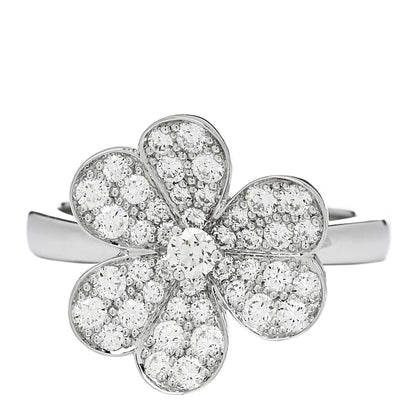 Van Cleef & Arpels 18K White Gold Diamond Small Frivole Ring 54 6.75 1 of 6