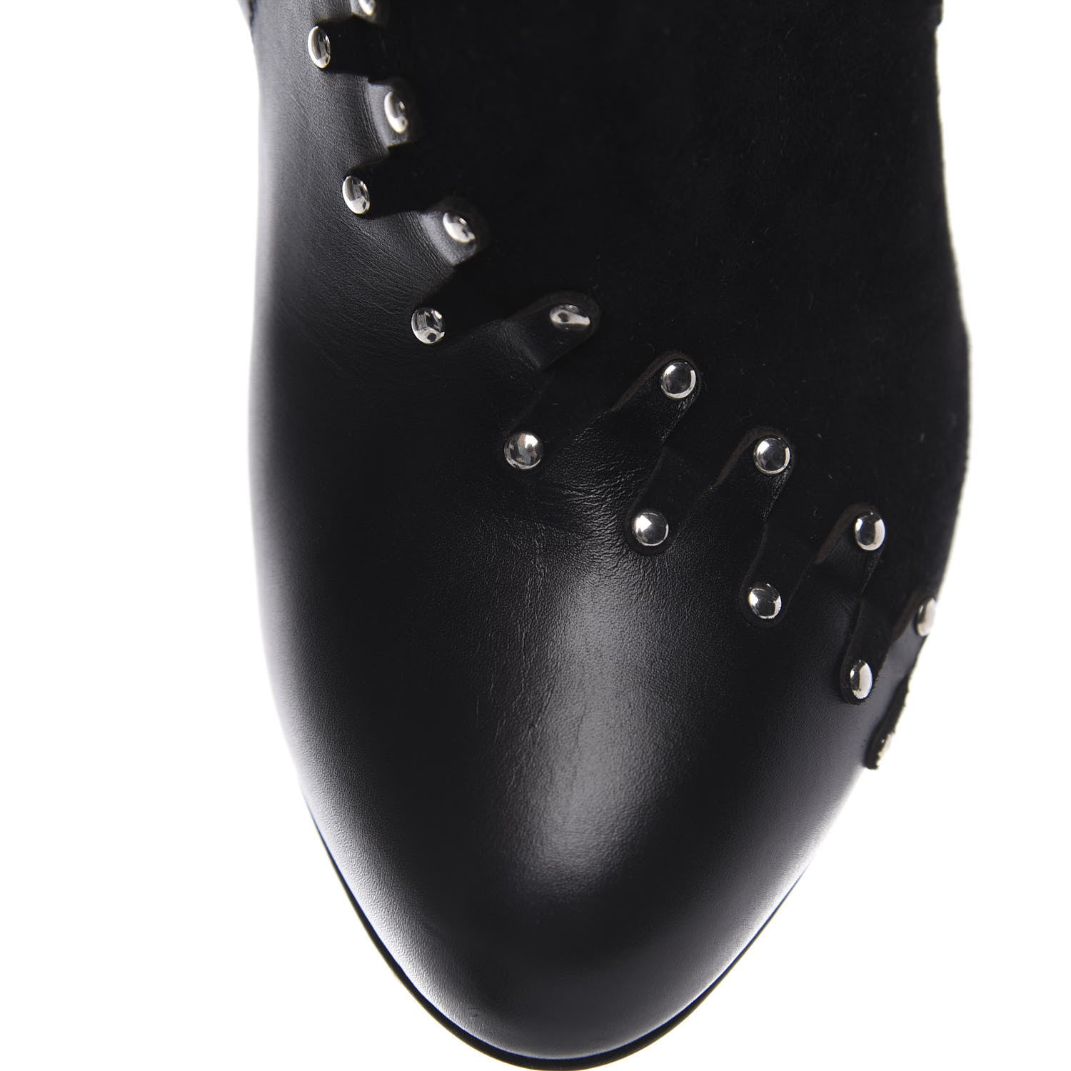 Christian Louboutin Calfskin Suede Studded 100 Ankle Boots 37 Black 10 of 13