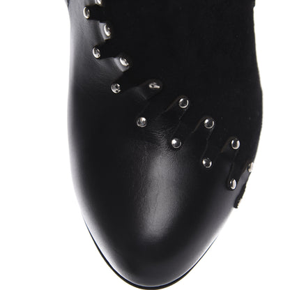 Christian Louboutin Calfskin Suede Studded 100 Ankle Boots 37 Black 10 of 13