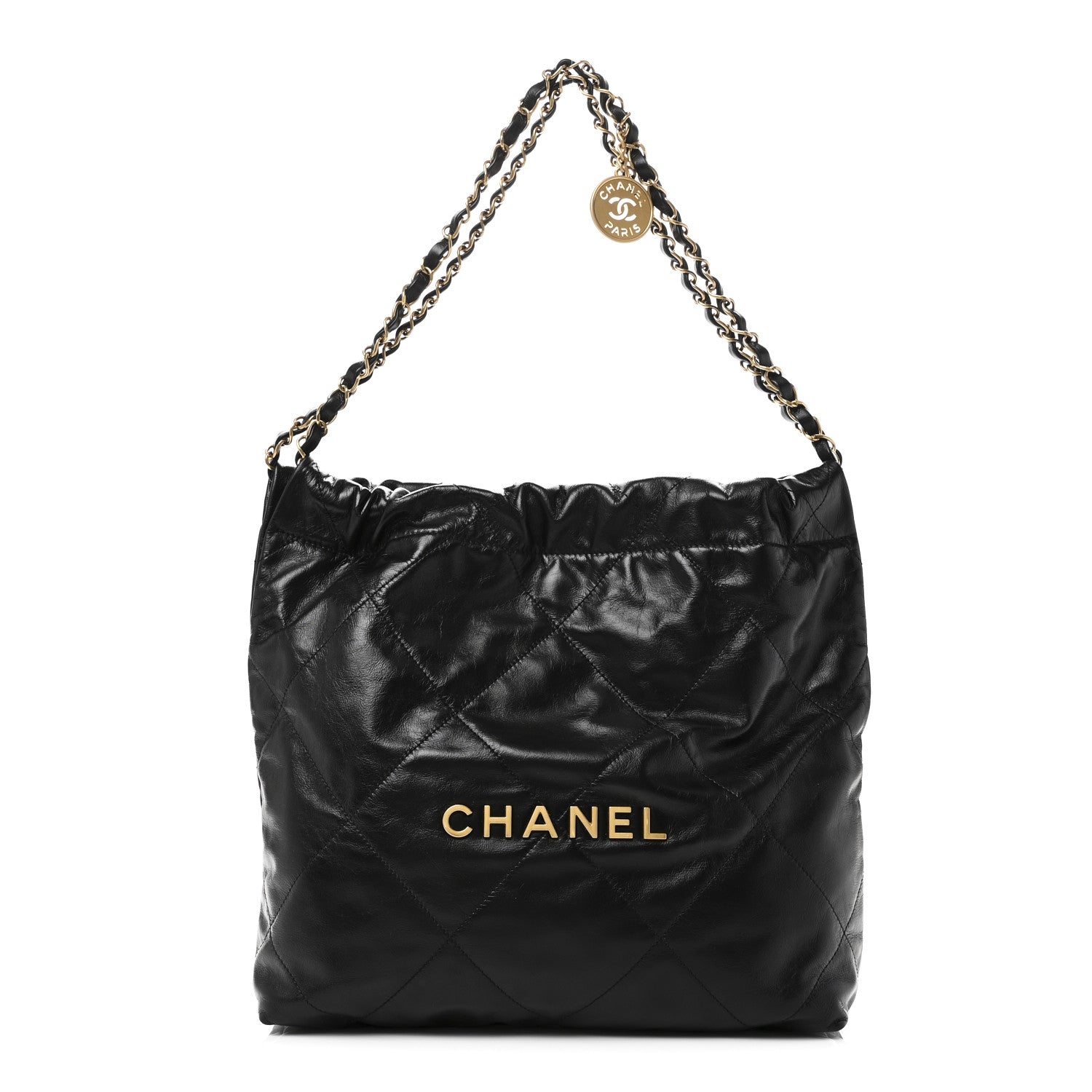 Chanel Shiny Calfskin Quilted Small Chanel 22 Black 1 of 11