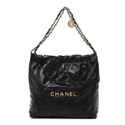 Chanel Shiny Calfskin Quilted Small Chanel 22 Black 1 of 11