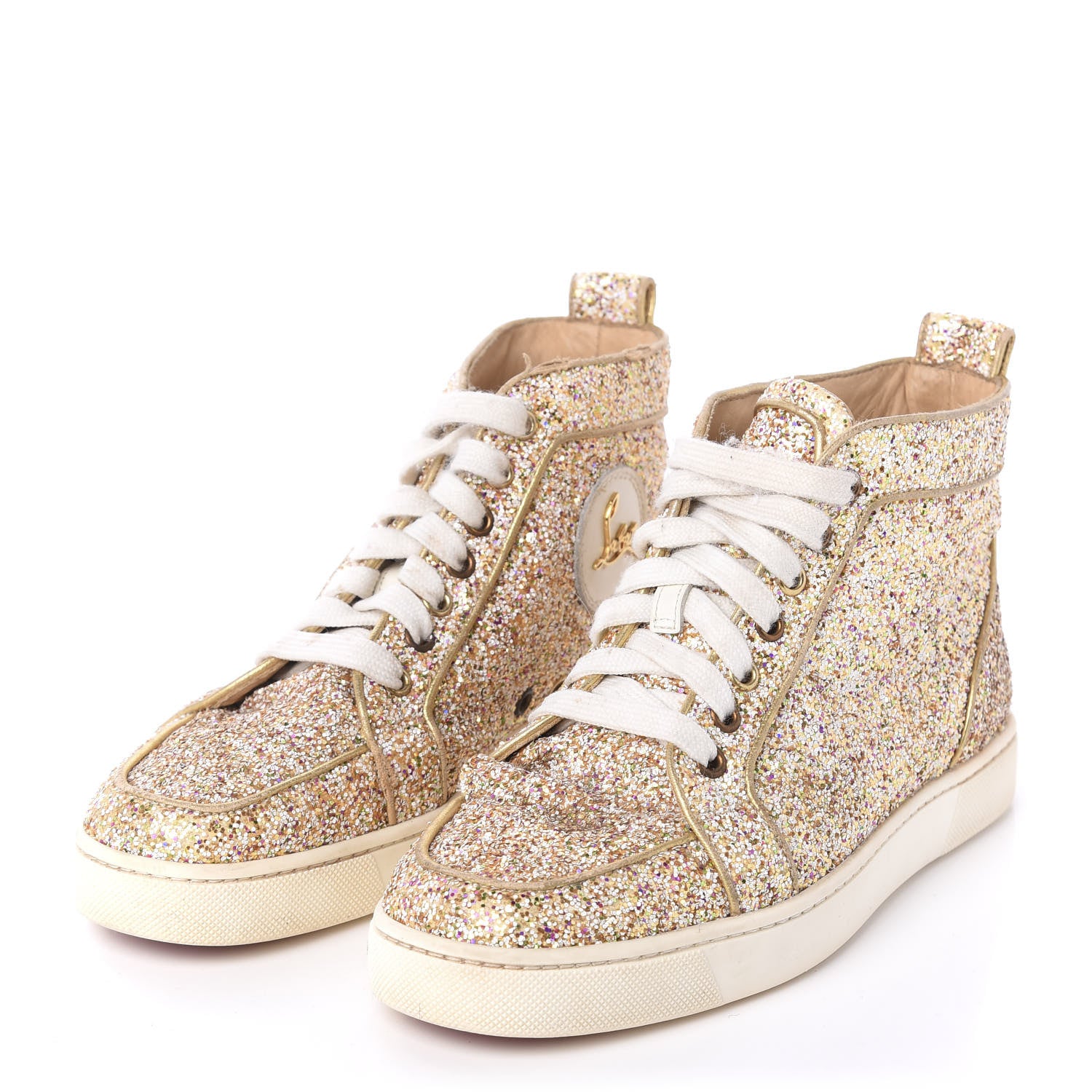 Christian Louboutin Glitter Nappa Rantus Orlato Sneakers 37.5 Multi Gold 3 of 9