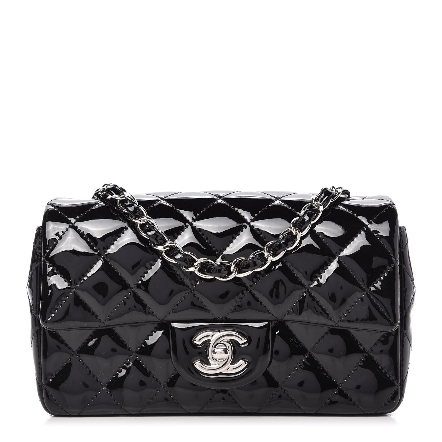 Chanel Patent Calfskin Quilted Mini Rectangular Flap Black 1 of 10