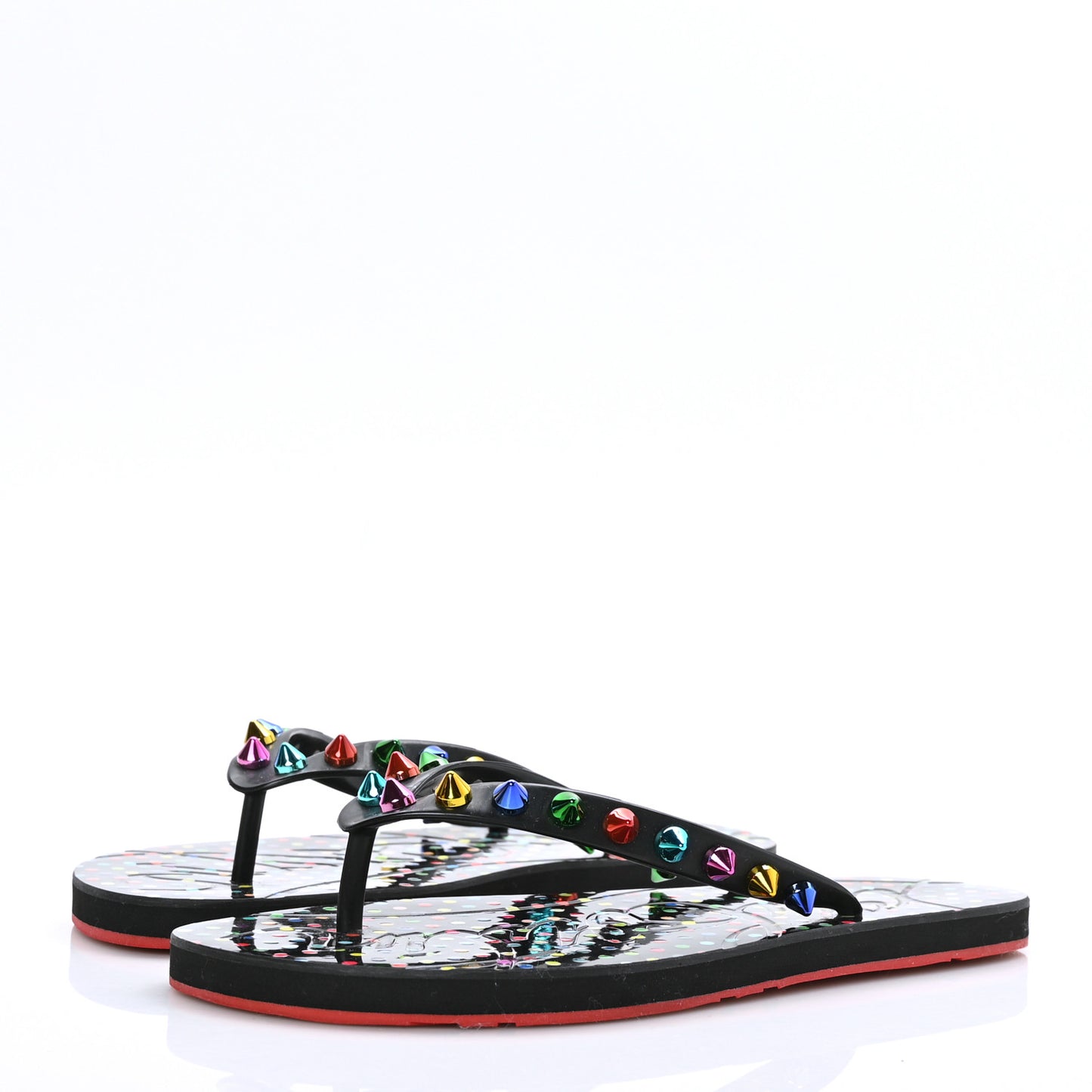 Rubber Spike Loubi Donna Flip Flop 36 Black Multicolor
