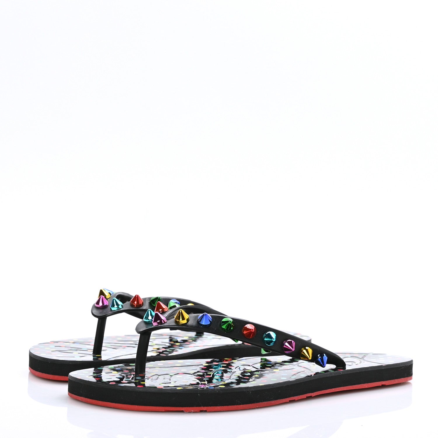 Christian Louboutin Rubber Spike Loubi Donna Flip Flop 36 Black Multicolor 3 of 6