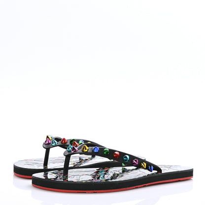 Christian Louboutin Rubber Spike Loubi Donna Flip Flop 36 Black Multicolor 3 of 6