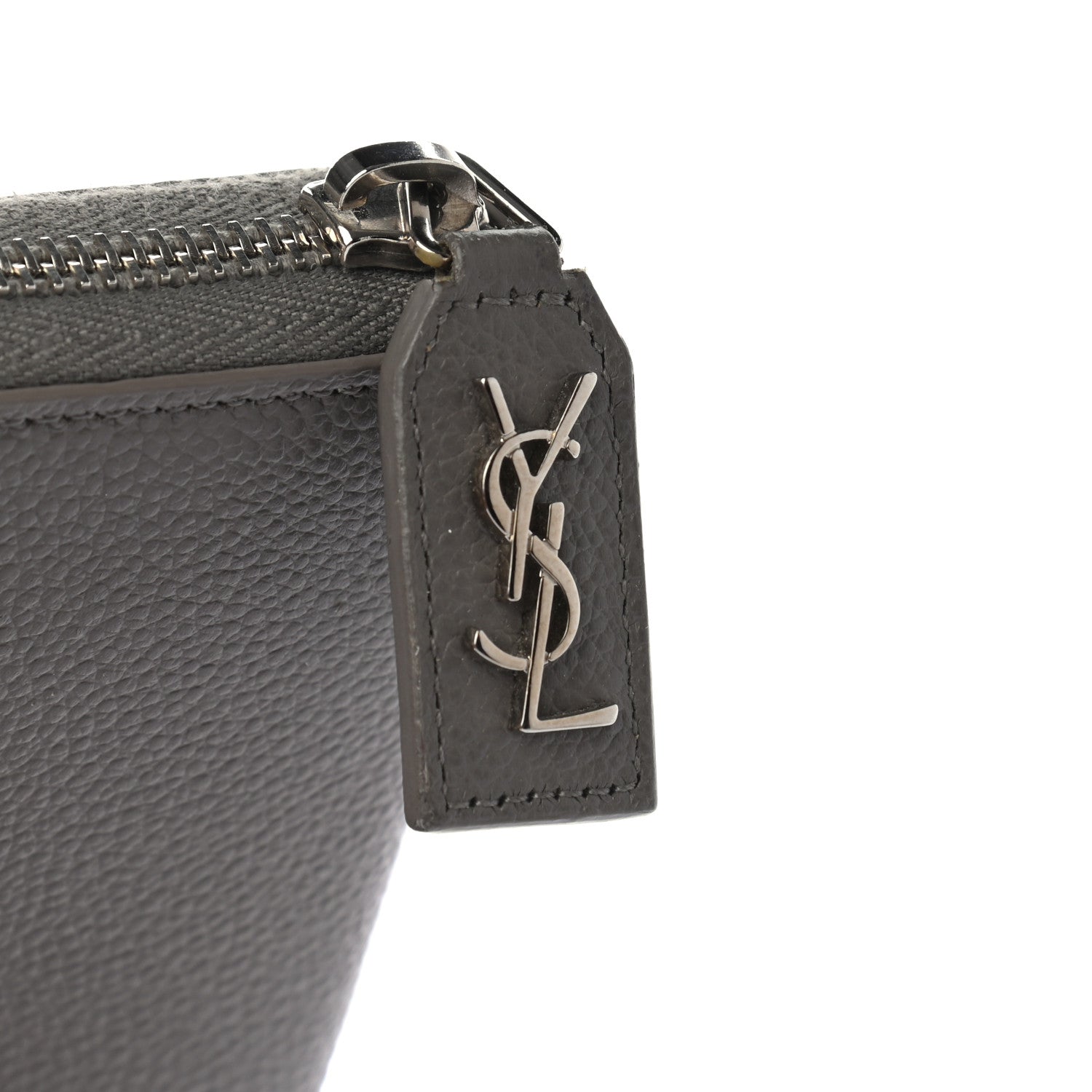 Saint Laurent Grained Calfskin Classic Zip Around Continental Wallet Fog 7 of 7