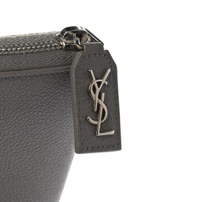 Saint Laurent Grained Calfskin Classic Zip Around Continental Wallet Fog 7 of 7