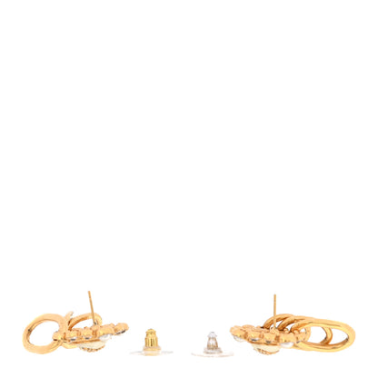Chanel Crystal Pearl CC Earrings Gold 3 of 5