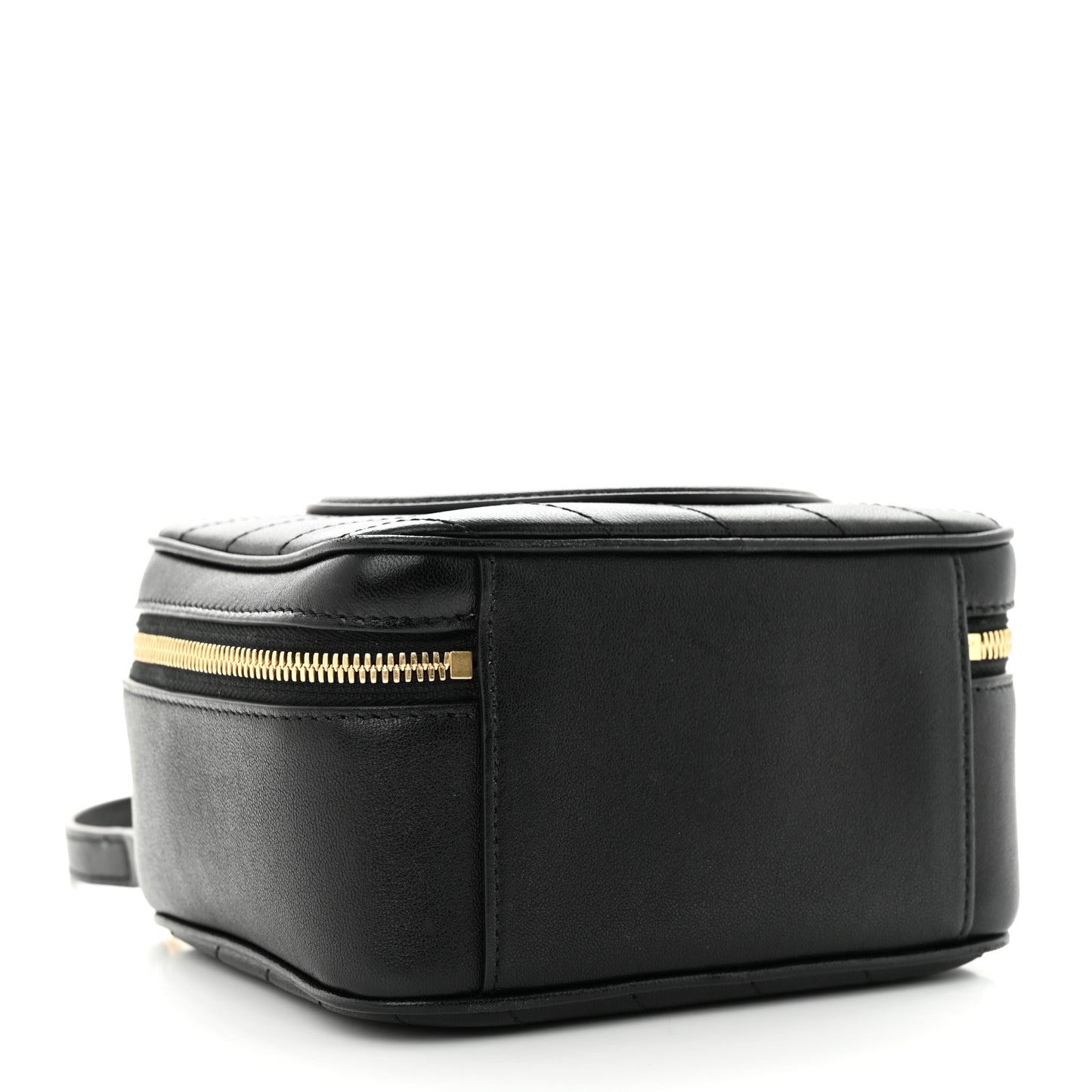 Sakai Be Green Calfskin Diagonal Stitched Blondie Top Handle Bag Black