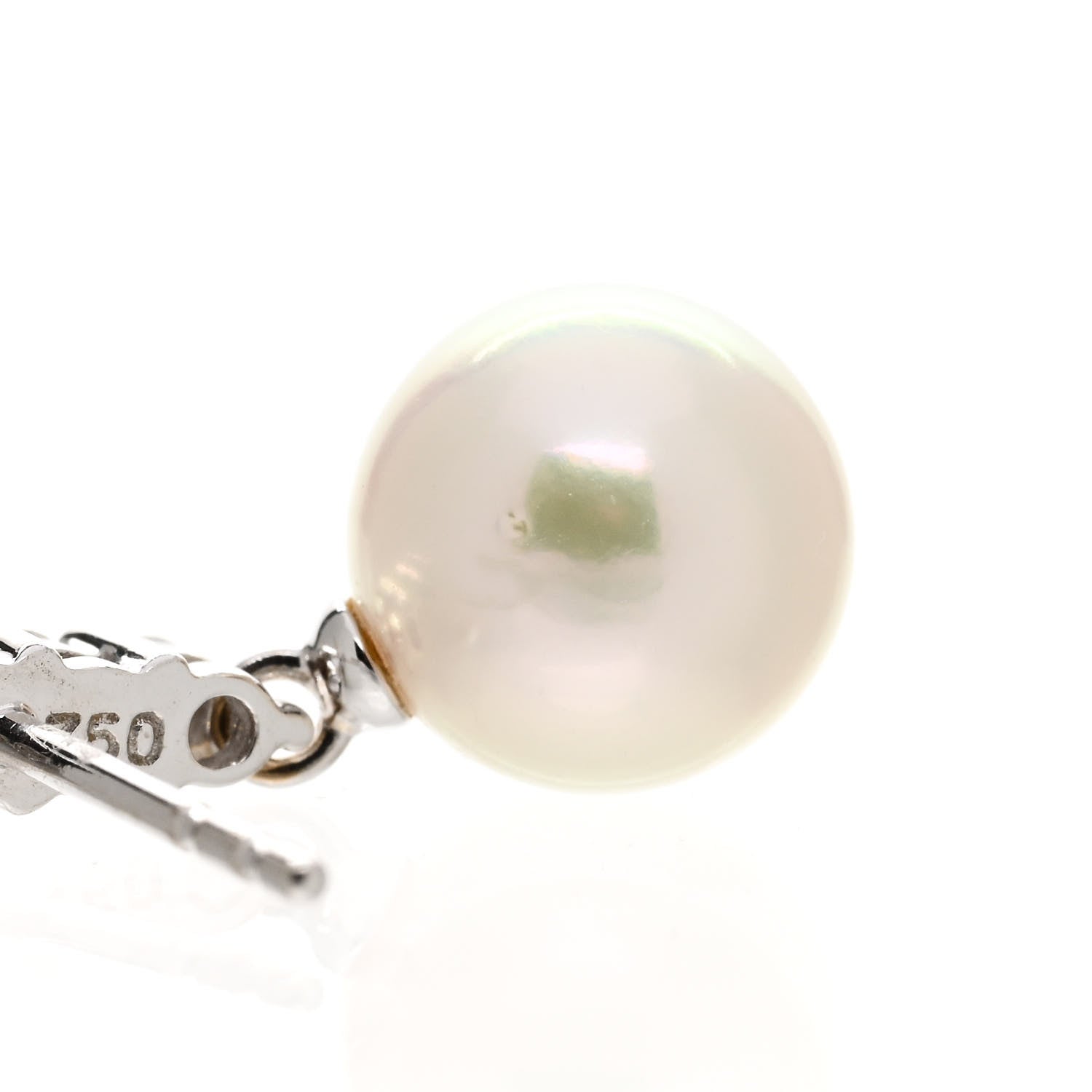Mikimoto 18K White Gold Diamond Akoya Pearl 8mm Morning Dew Earrings 5 of 7