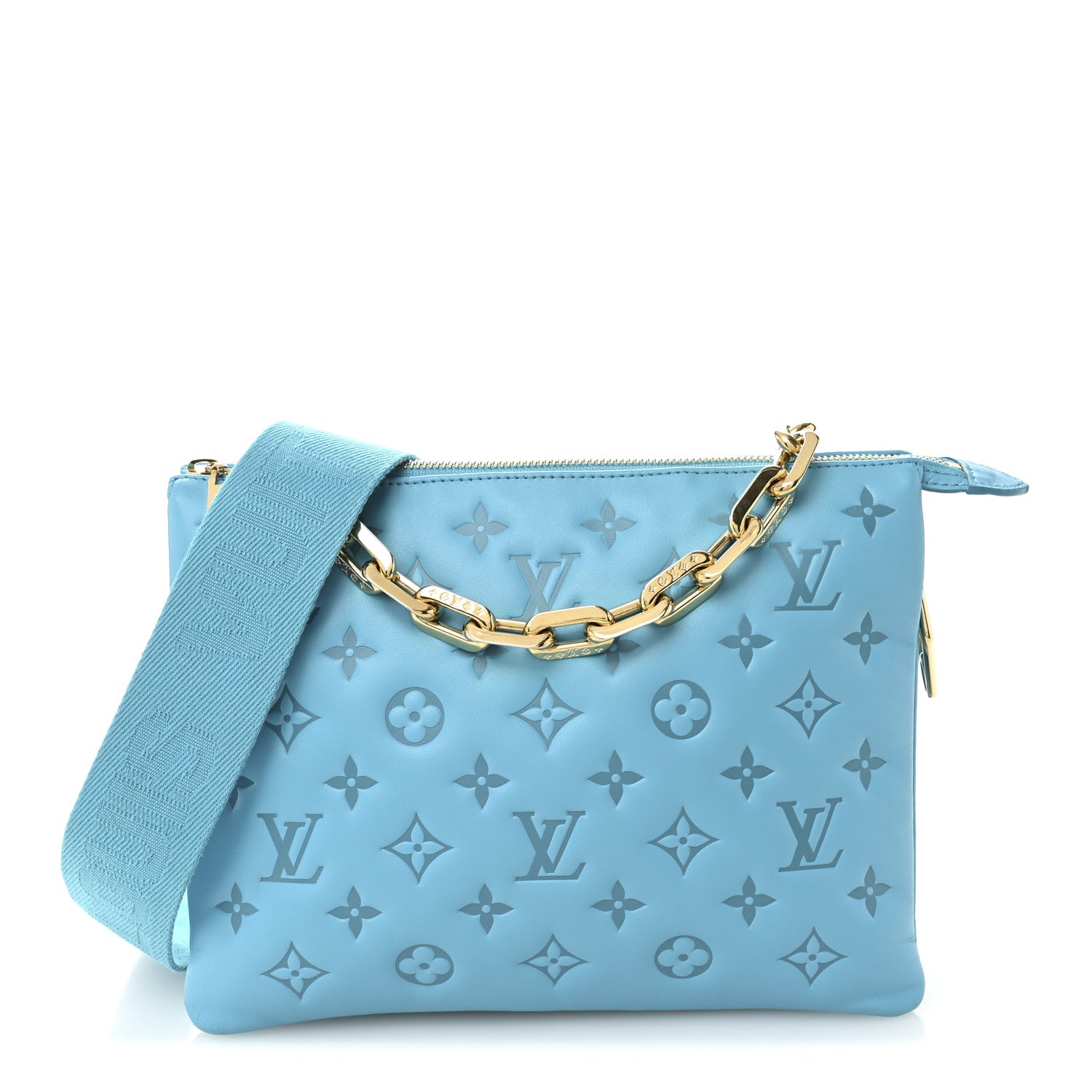 Louis Vuitton Lambskin Embossed Monogram Coussin PM Turquoise 1 of 11