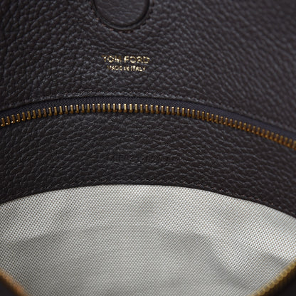 Tom Ford Pebbled Calfskin Large Alix Padlock Zip Hobo Bag Grey 7 of 11