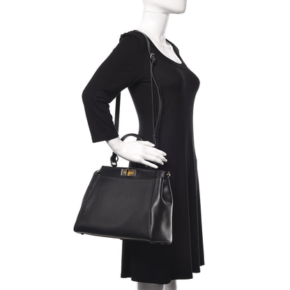 Fendi Vitello Suede Medium Peekaboo Iconic Satchel Black 2 of 11