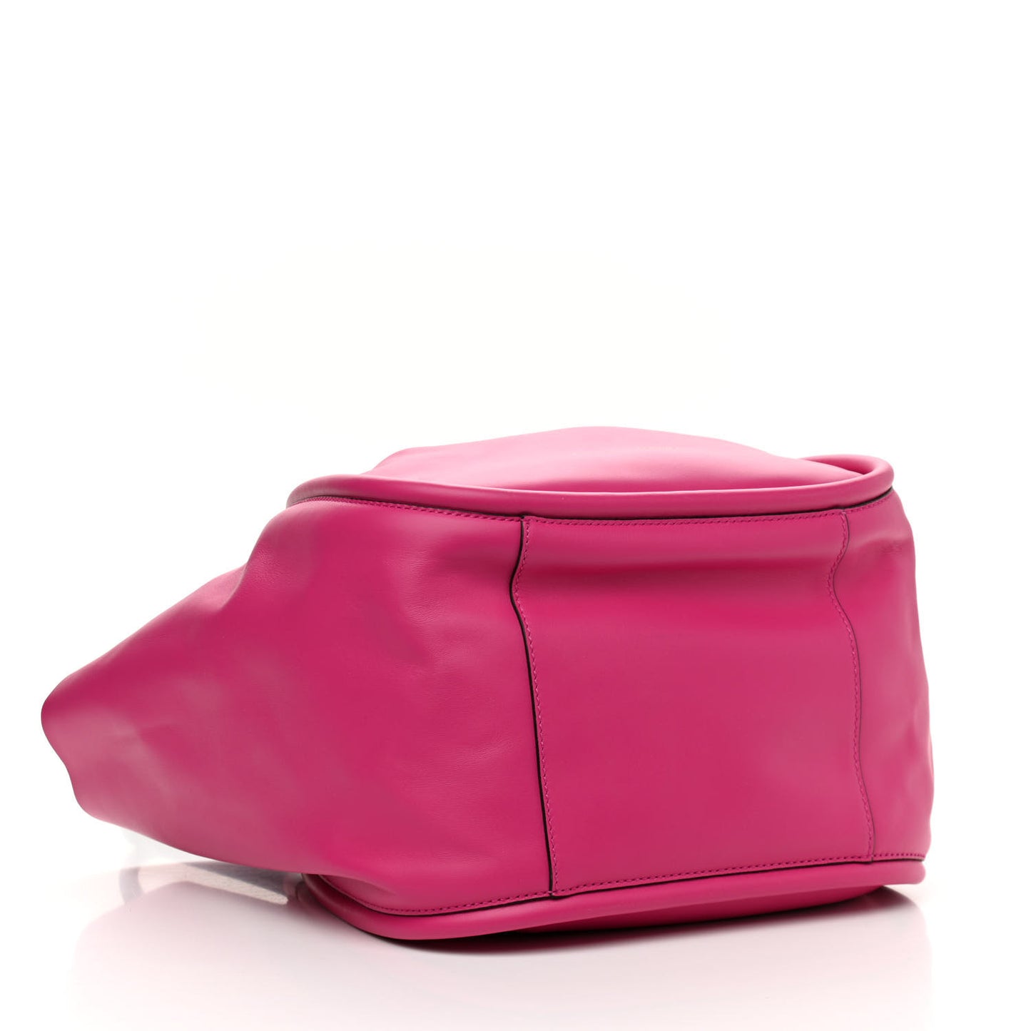 Calfskin Large Ruched Tote Fuschia