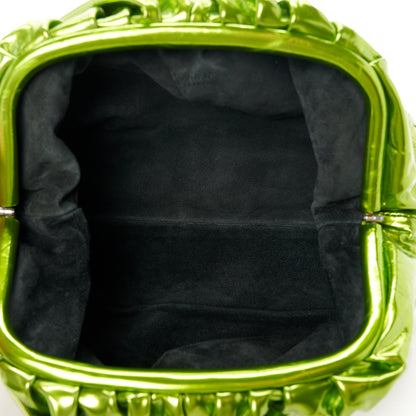 Bottega Veneta Metallic Crushed Calfskin Teen Pouch Chlorophyll 5 of 9