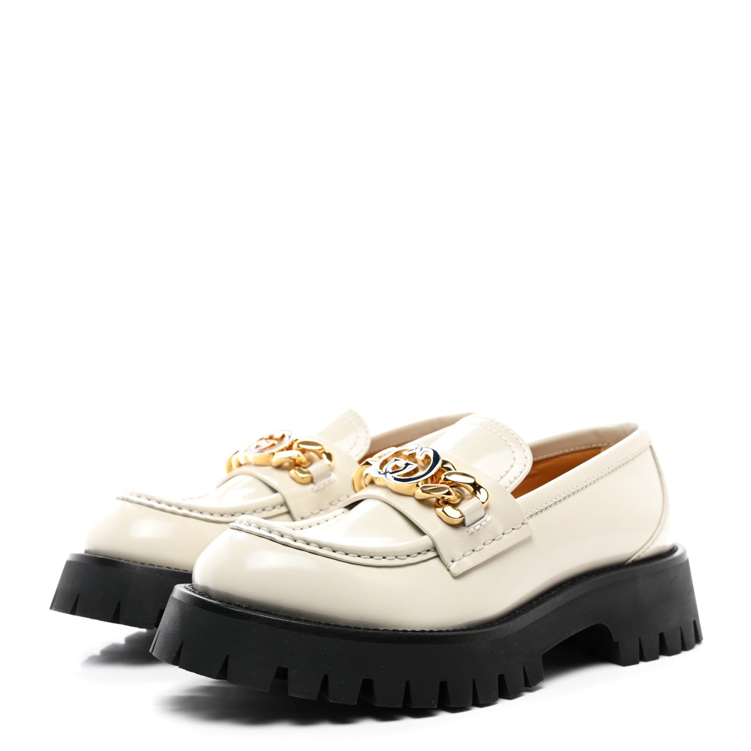 Gucci Cordovan Lux Womens Jeanne Platform Lug Sole 30/45mm Loafers 36 White 3 of 10