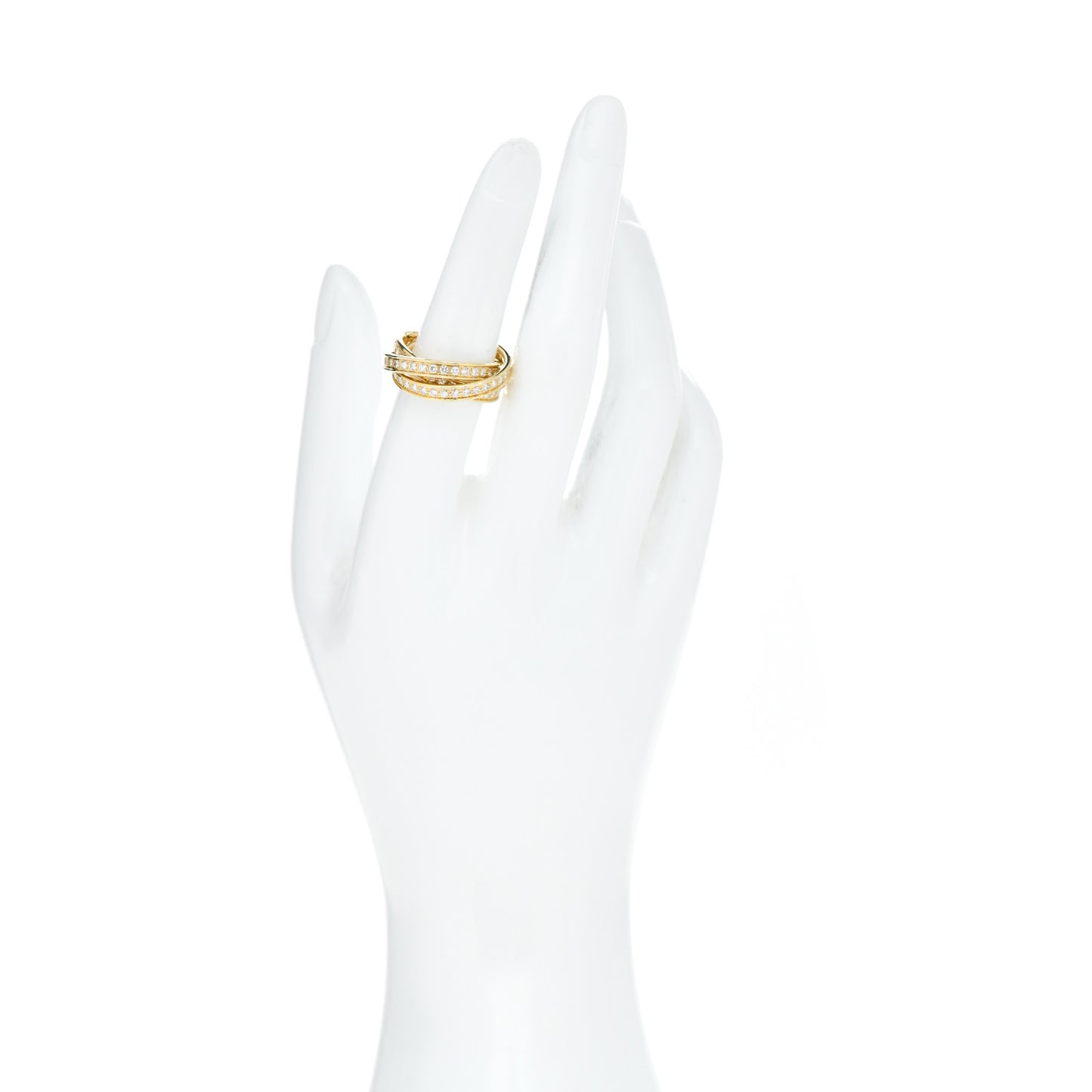 18K Yellow Gold Diamond Trinity Paved Ring 55 7.25