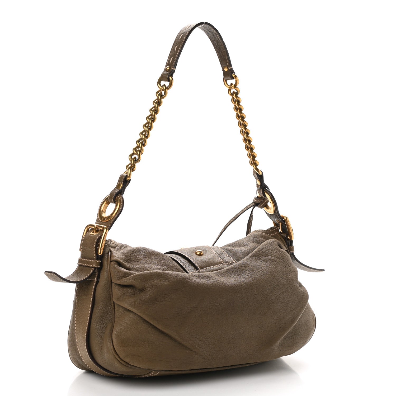 Dolce & Gabbana Grained Calfskin D Ring Hobo Flap Brown 3 of 9