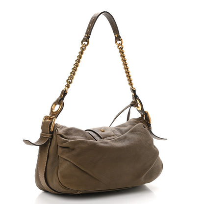 Dolce & Gabbana Grained Calfskin D Ring Hobo Flap Brown 3 of 9