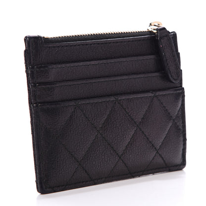 Chanel Letter Calfskin Embossed Quilted CC Zip Card Holder Black 2 of 7