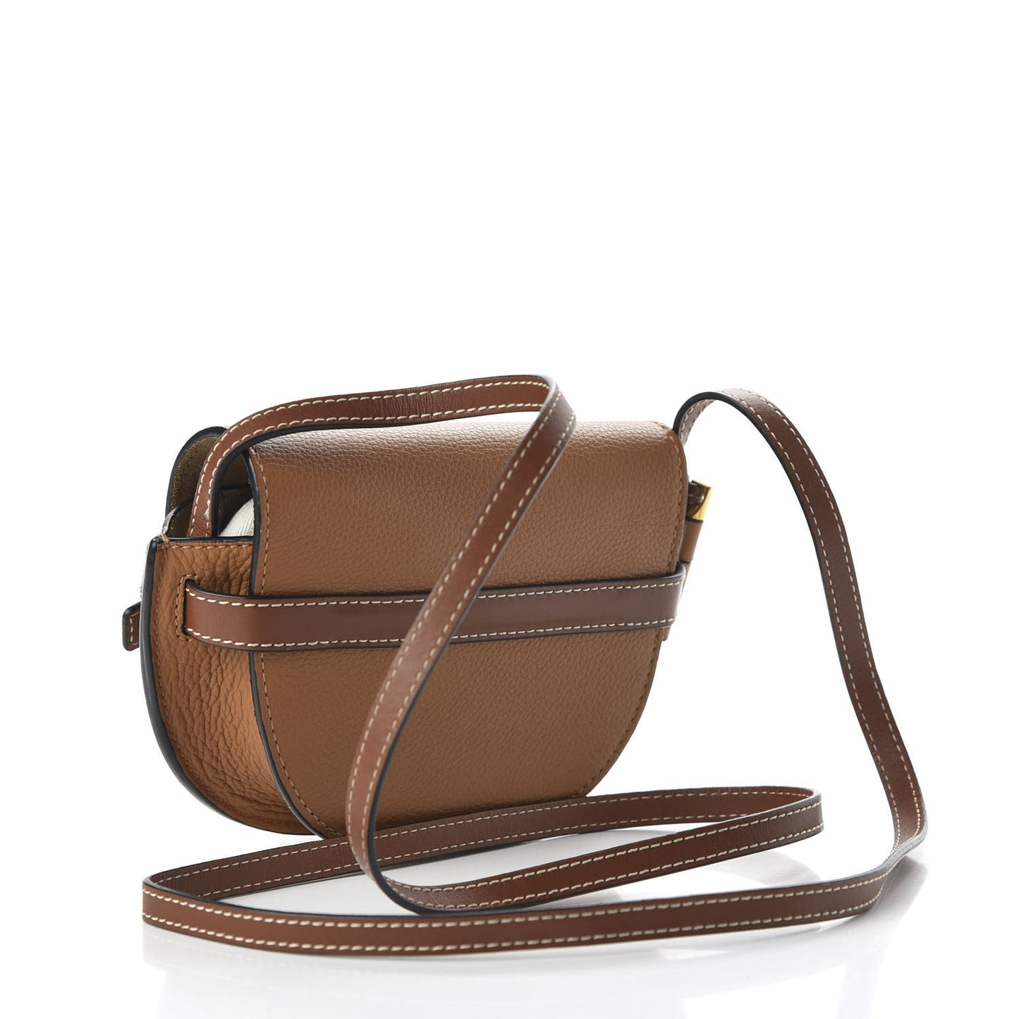 Grained Calfskin Mini Gate Crossbody Bag Caramel Pecan