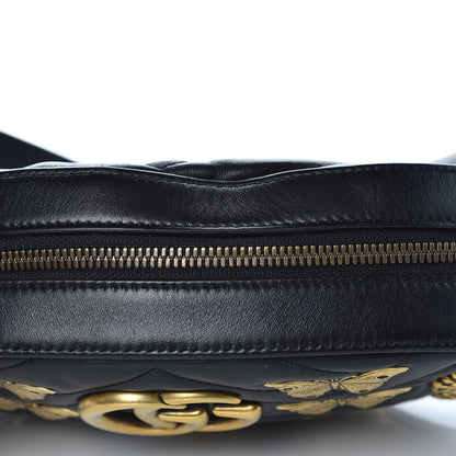 Gucci Calfskin Matelasse Animal Studs GG Marmont Belt Bag 85 34 Black 9 of 12