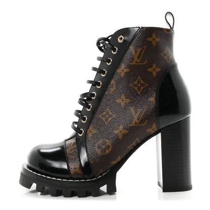 Louis Vuitton Patent Calfskin Monogram Star Trail Ankle Boots 38 Black 1 of 9