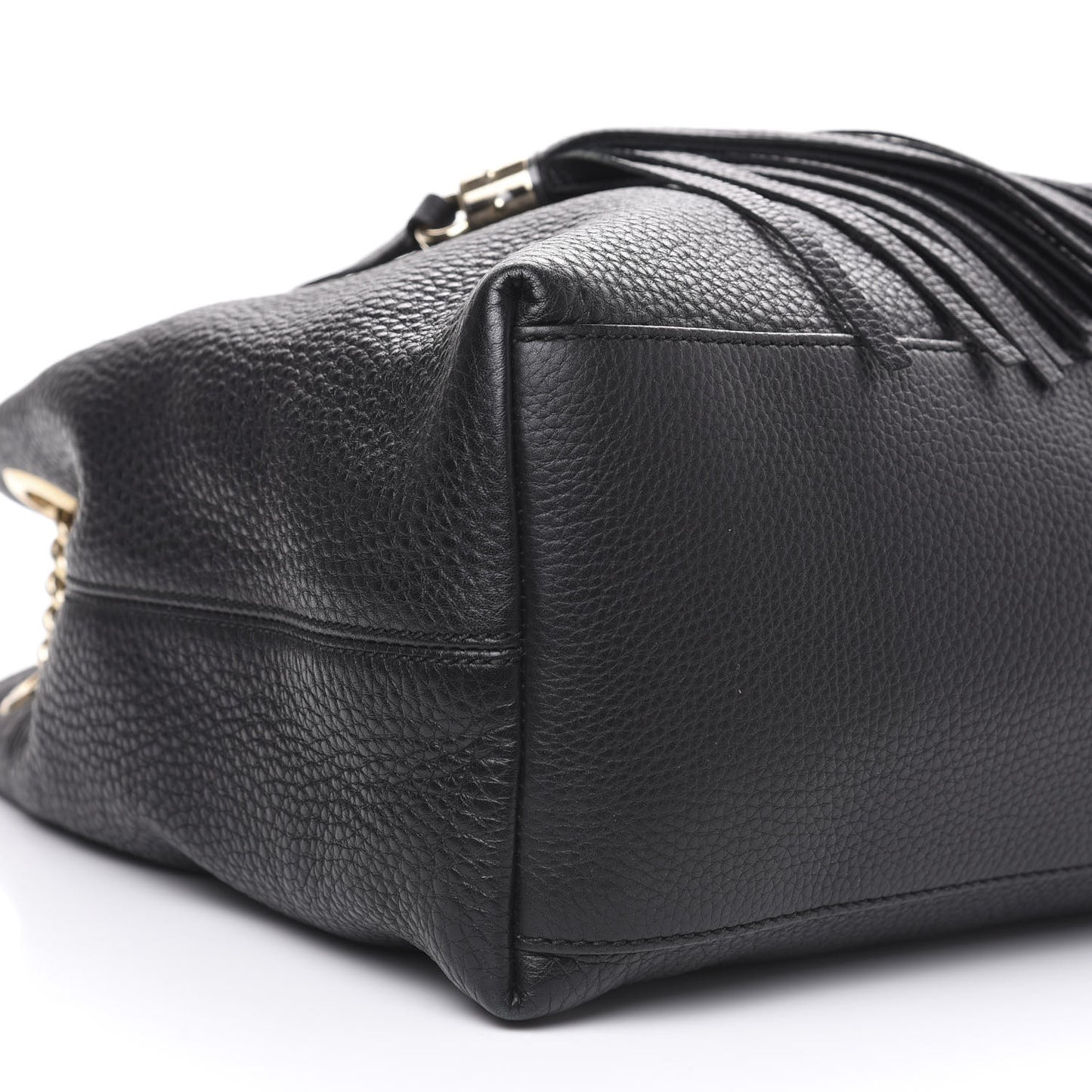 Pebbled Calfskin Medium Soho Chain Shoulder Bag Black