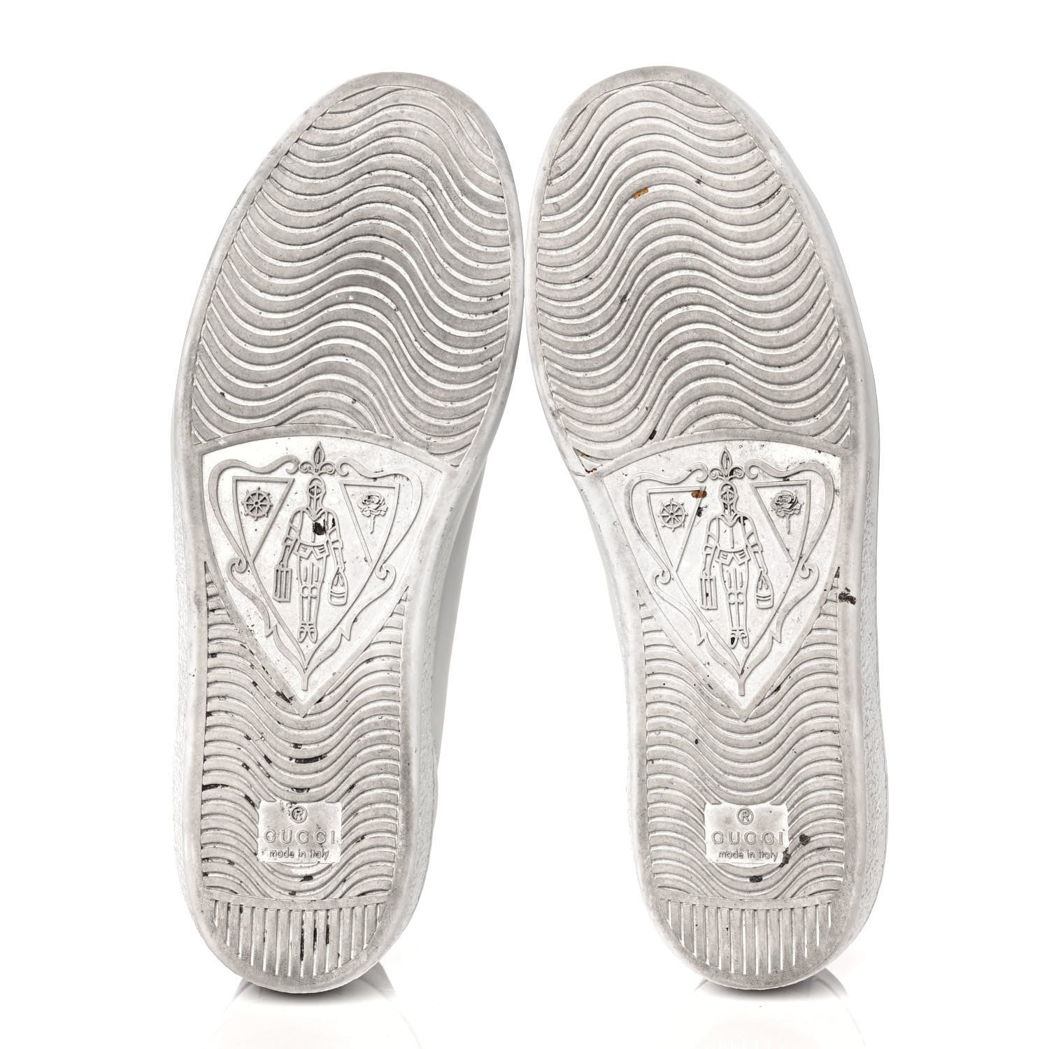 Gucci Calfskin Interlocking G Perforated Womens Ace Sneakers 38 White Grey Sky 5 of 10