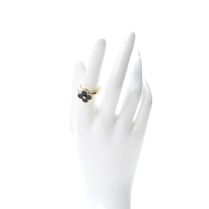 Van Cleef & Arpels 18K Yellow Gold Diamond Black Onyx Vintage Alhambra Ring 56 7.75 2 of 7