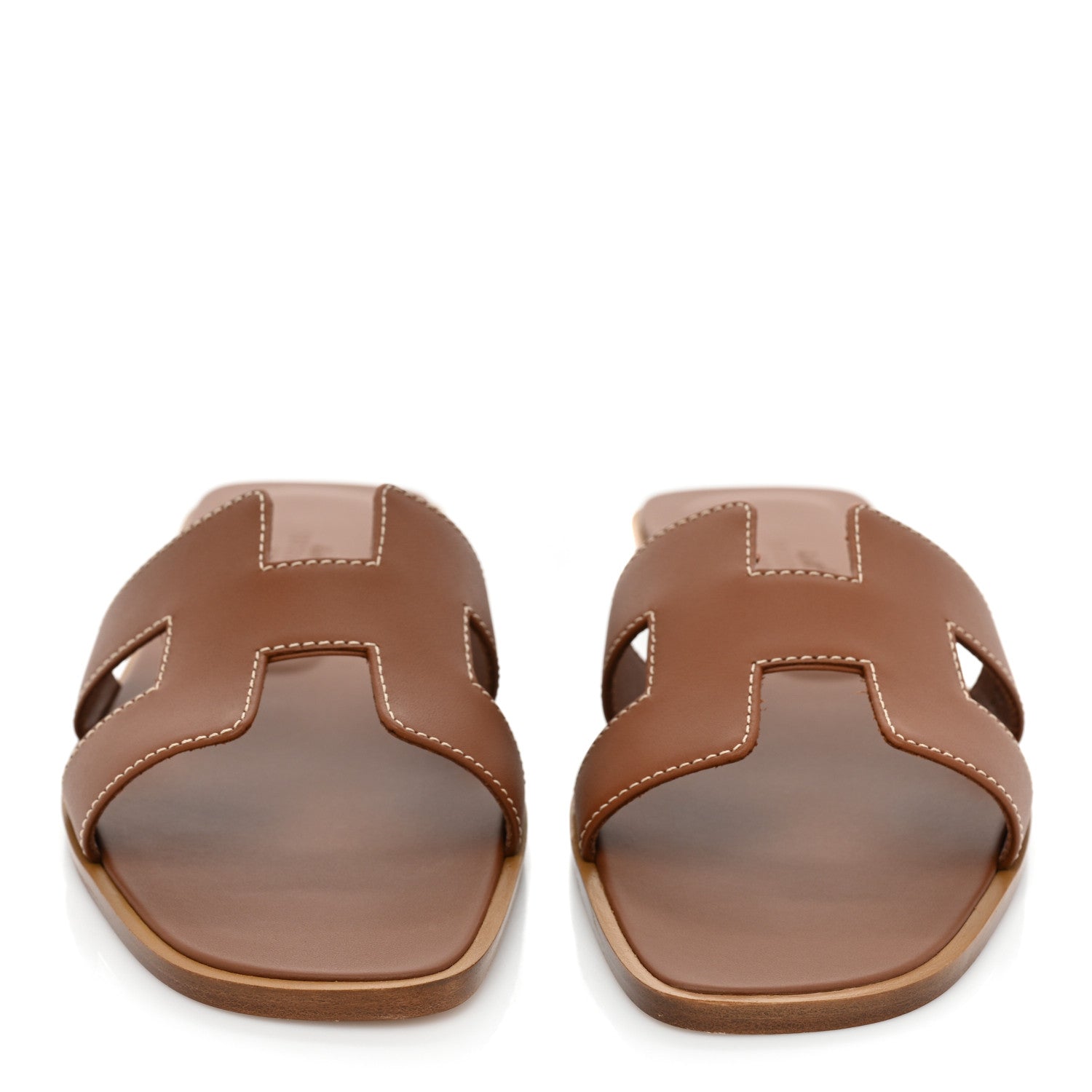 Hermes Box Calfskin Oran Sandals 37 Gold 2 of 11