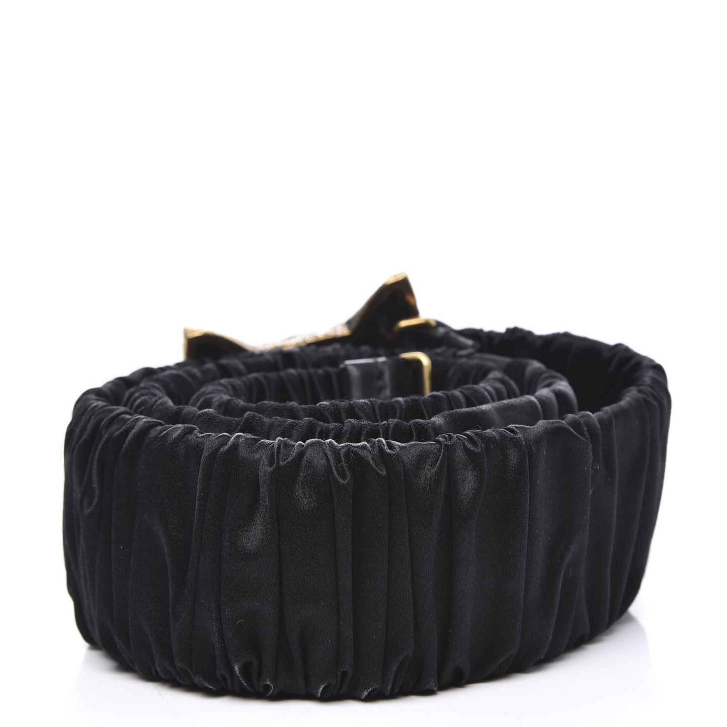 Satin Fox Head Buckle Belt Black 90 36