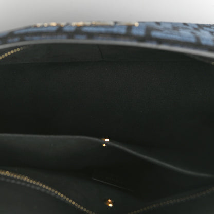 Fendi Chenille Vitello Seta Plexiglass FF Fendi O'Lock Zipper Blue Black 4 of 9