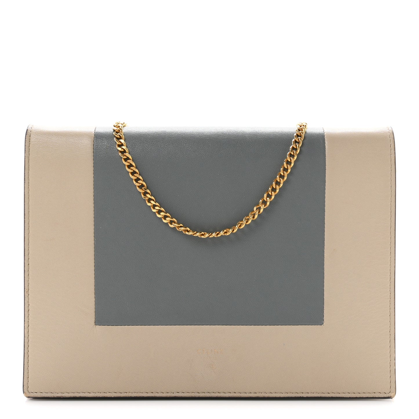 Smooth Lambskin Frame Evening Chain Clutch Grey Storm
