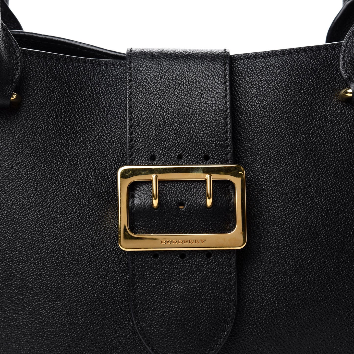 Soft Grain Calfskin Medium Buckle Tote Black