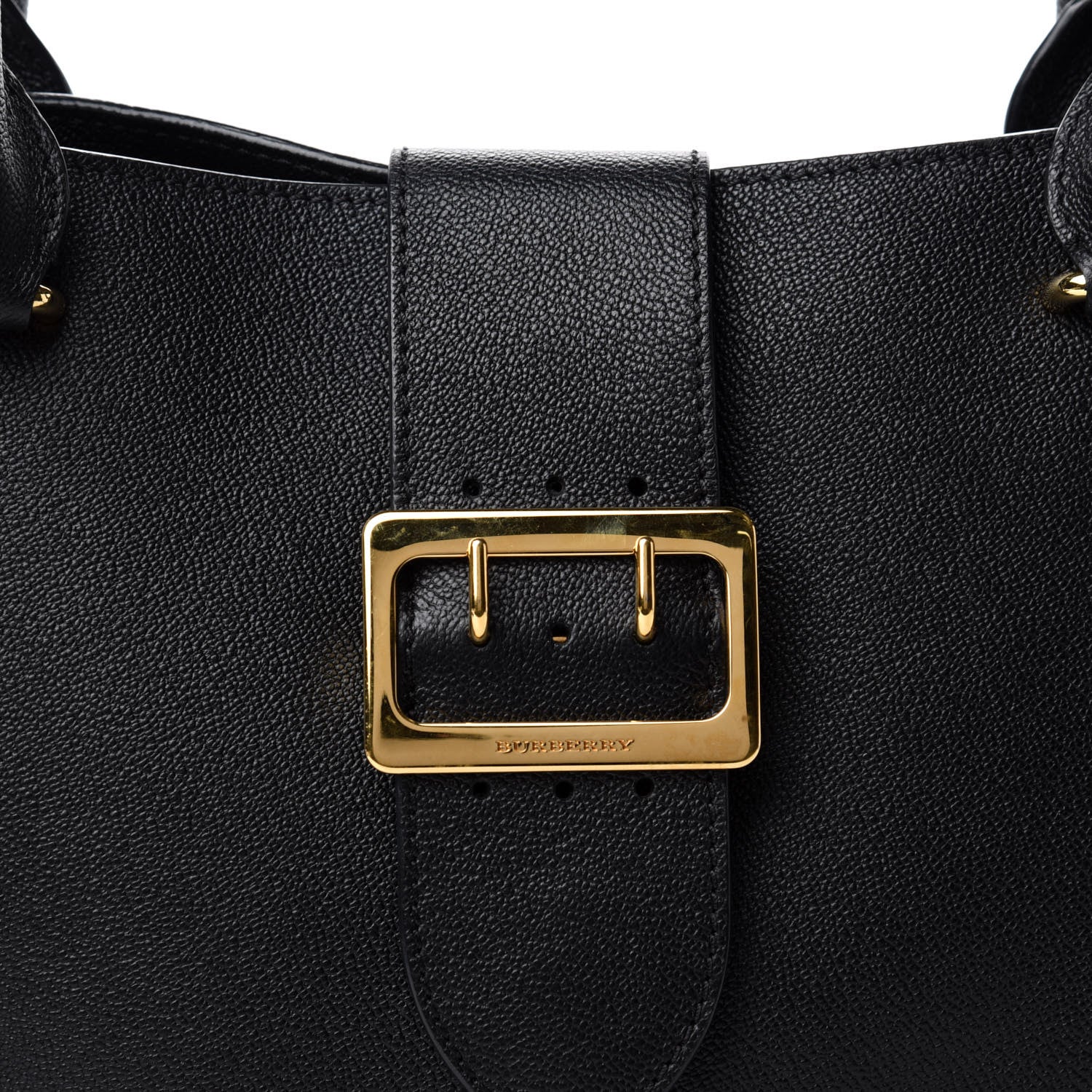 Burberry Soft Grain Calfskin Medium Buckle Tote Black 12 of 12