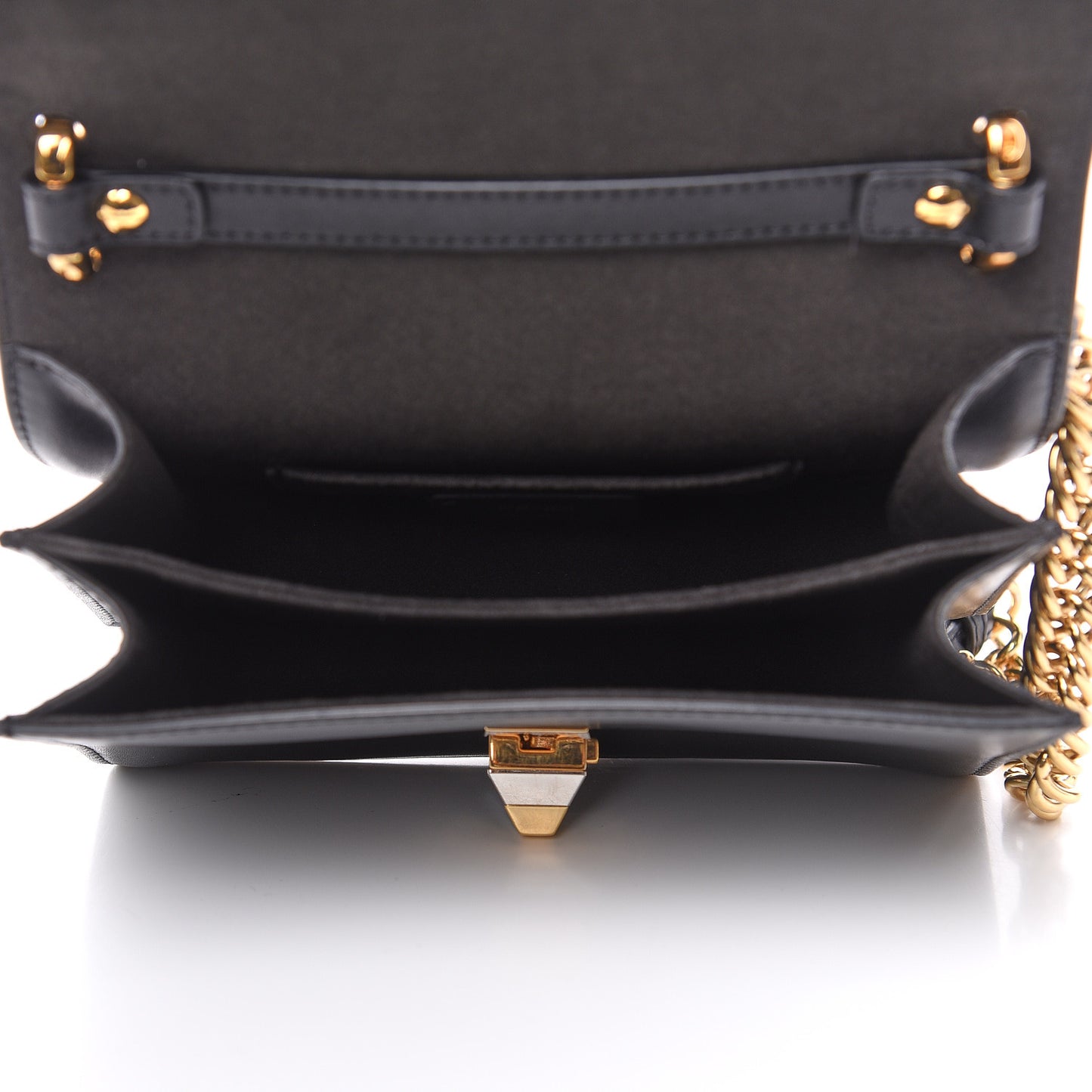Vitello Liberty Metal Scalloped Multi Studded Small Kan I Shoulder Bag Black