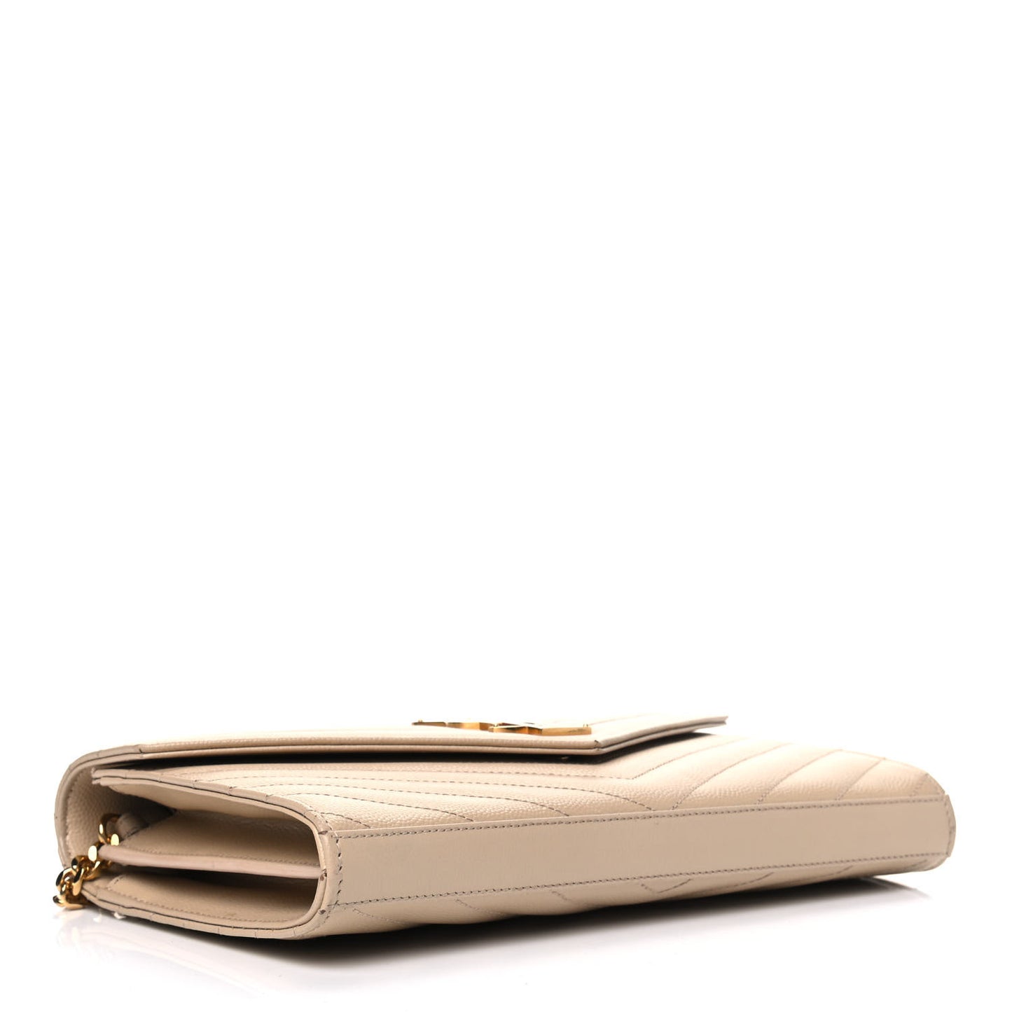 Grain De Poudre Matelasse Chevron Monogram Chain Wallet Nude Powder