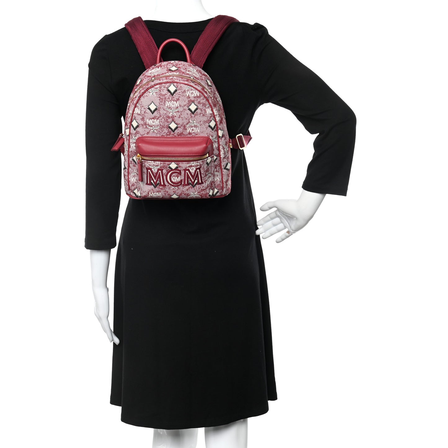 Jacquard Monogram Mini Backpack Red