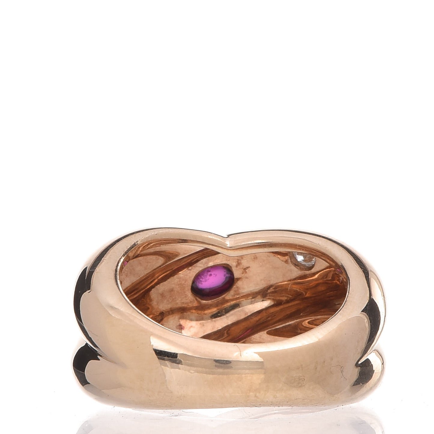18K Yellow Gold Diamond Ruby Colisee Ring 48 4.5